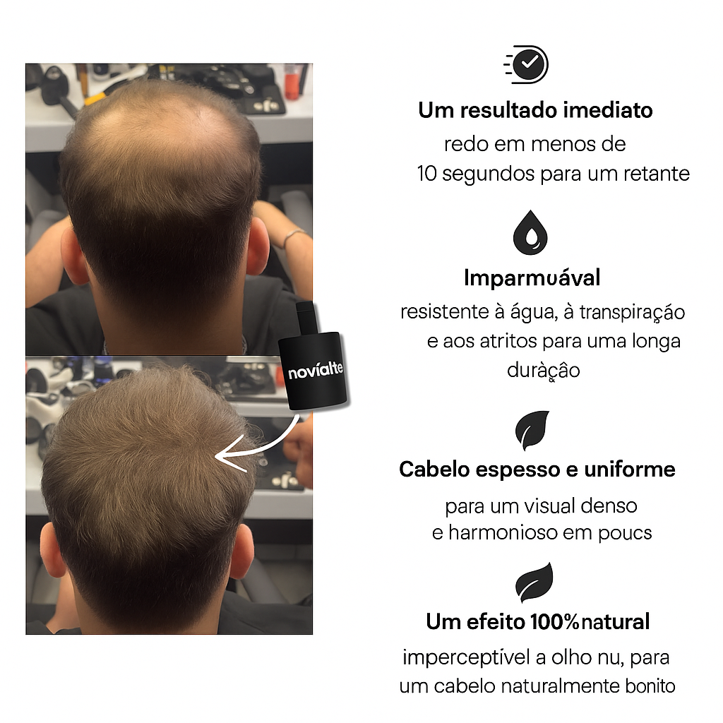 ✨ Camuflagem Capilar Masculina – Pó de Fibras Capilares Novialte