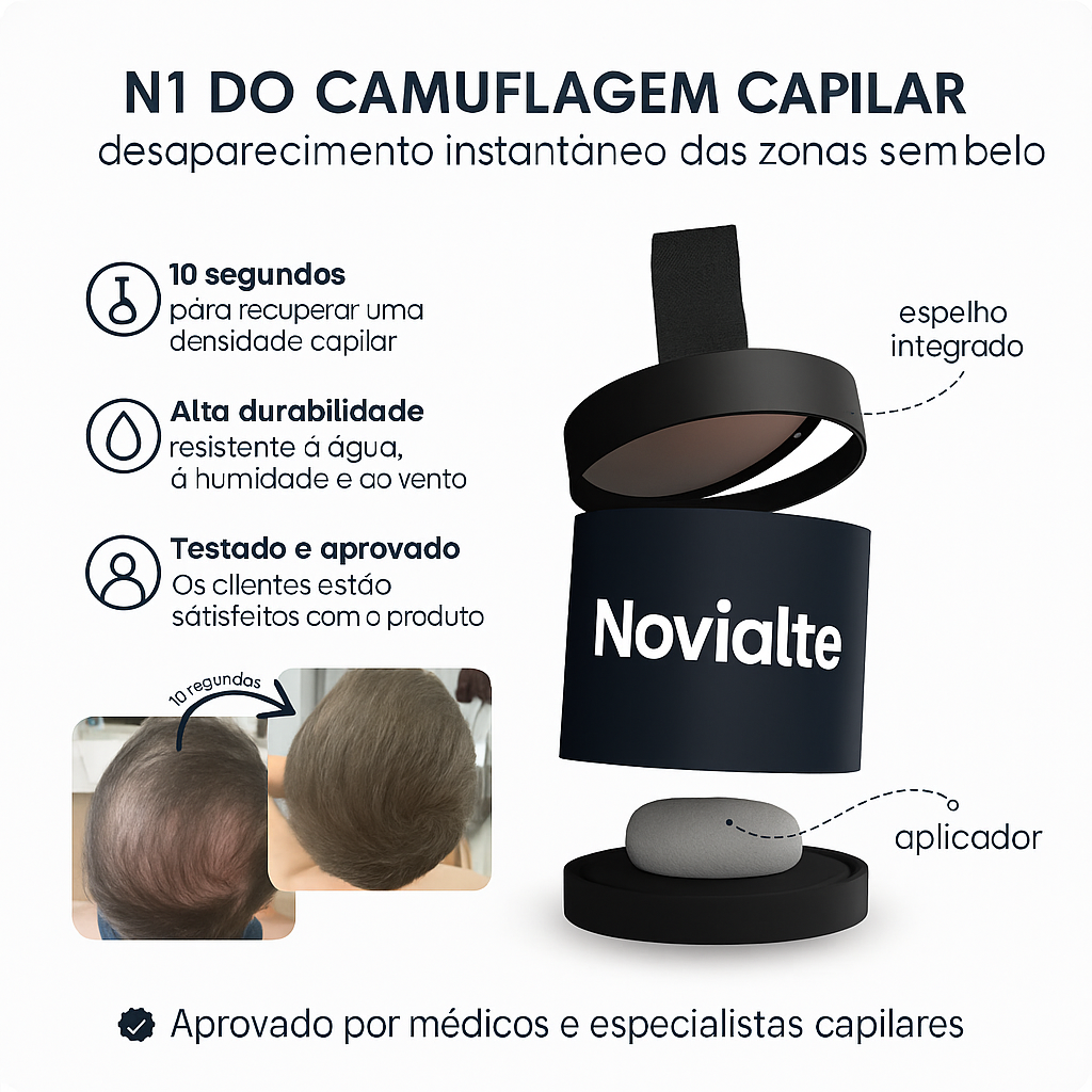 ✨ Camuflagem Capilar Masculina – Pó de Fibras Capilares Novialte